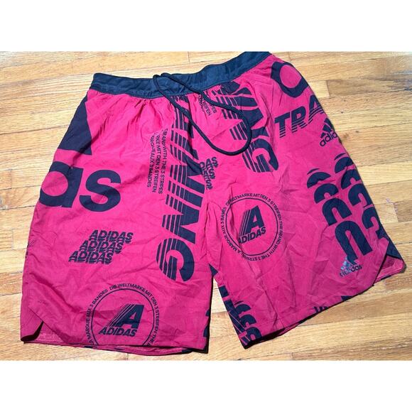 ADIDAS BASKETBALL 9" Logo Poppers Mens Shorts LARGE Training ~ Red - Picture 1 of 6